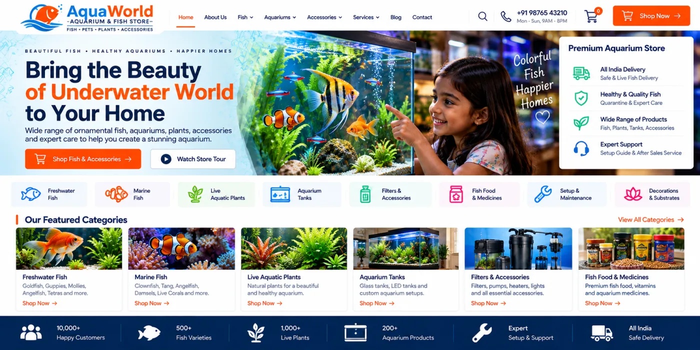 Aquarium & Fish Store Website preview