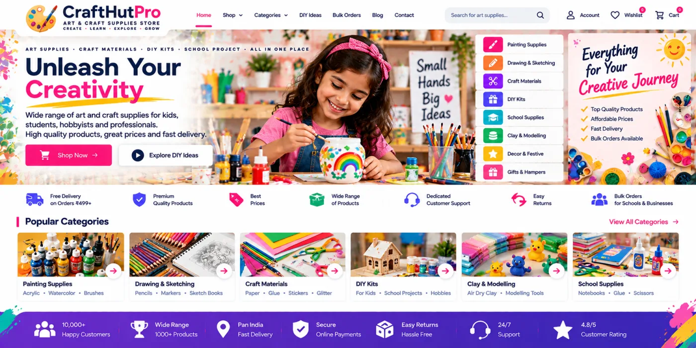 Art & Craft Supplies Store Website