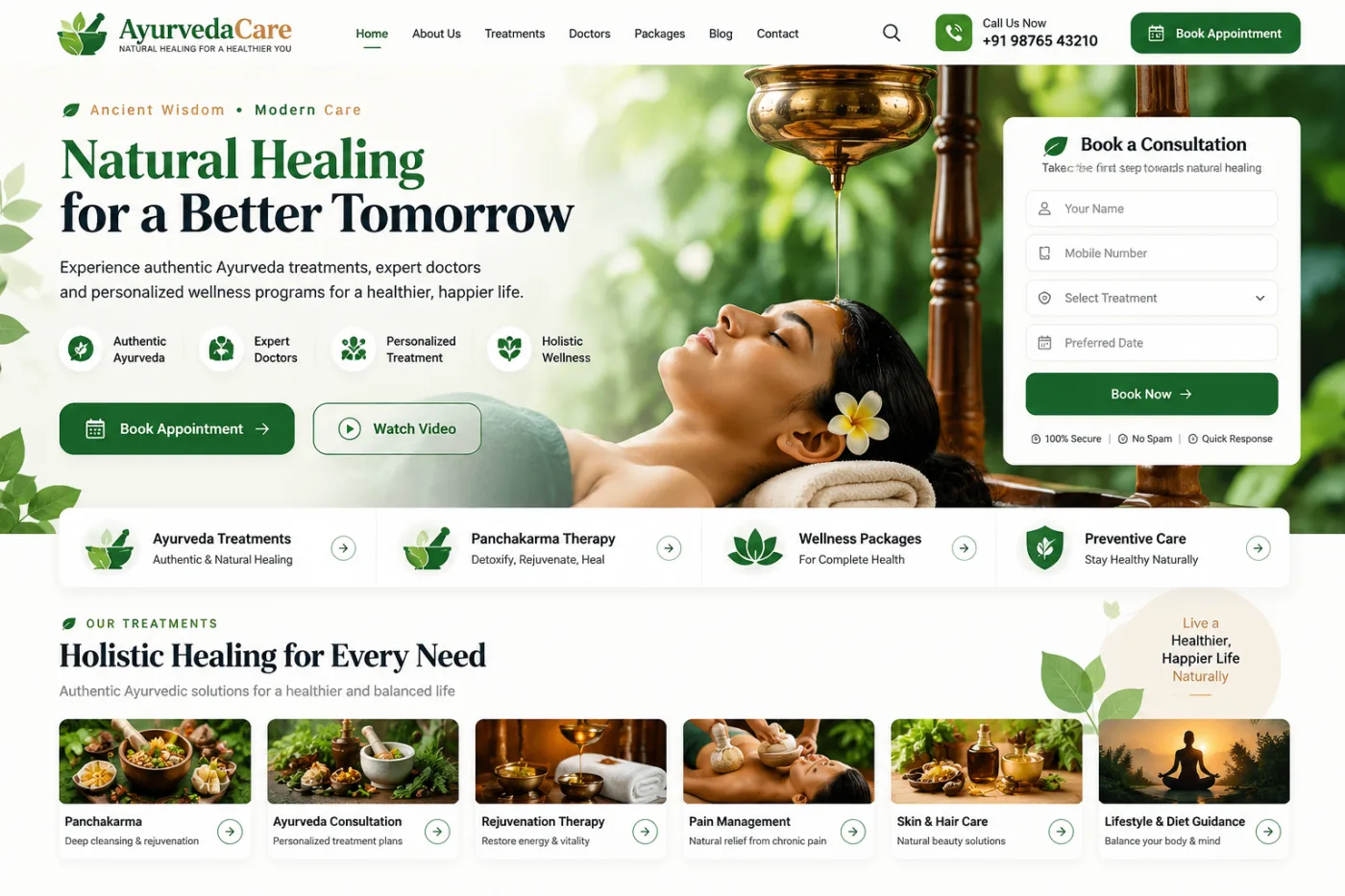Ayurveda Centre Website preview