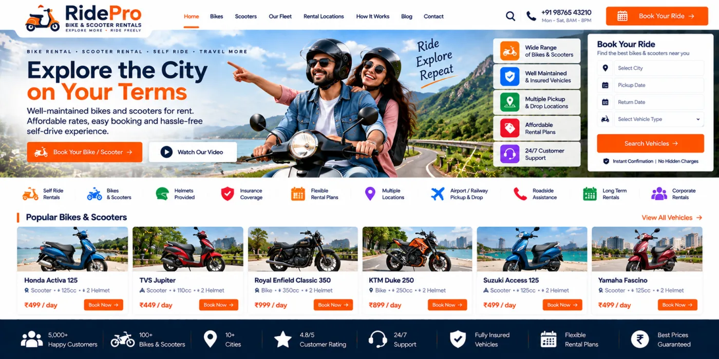 Bike & Scooter Rental Website