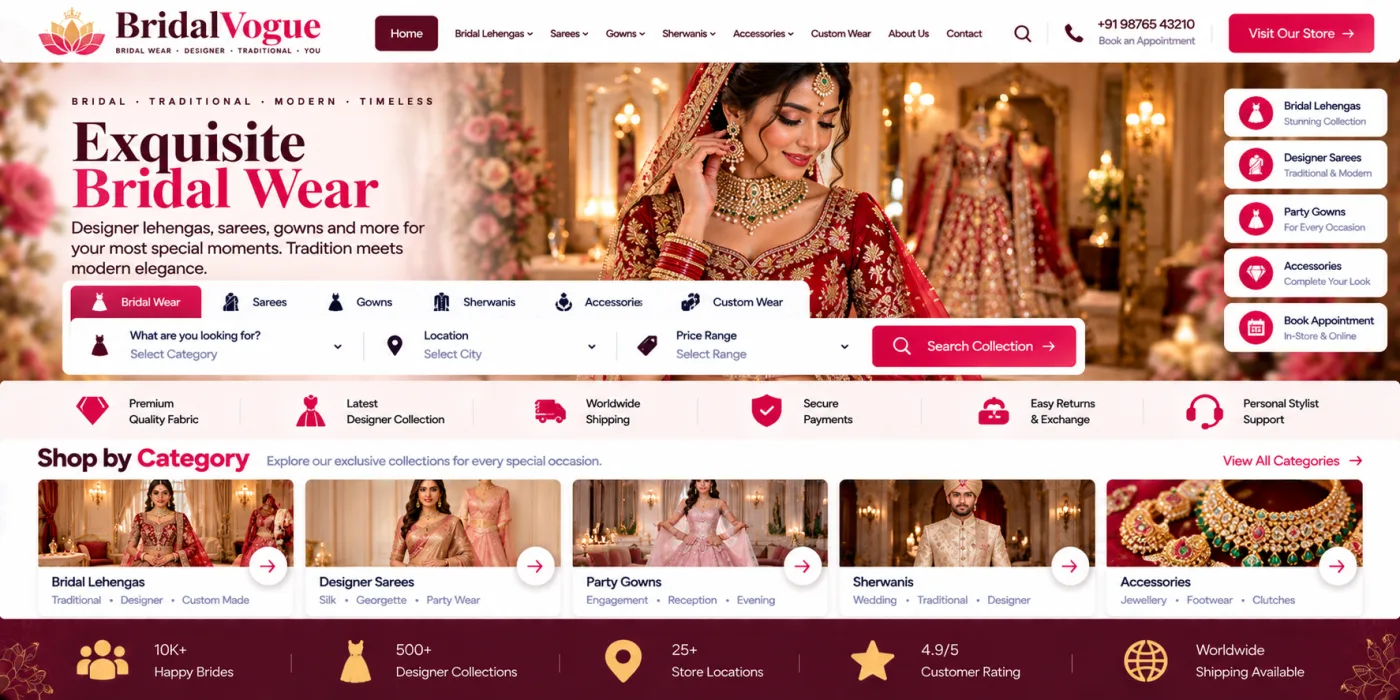 Bridal Wear Store Website