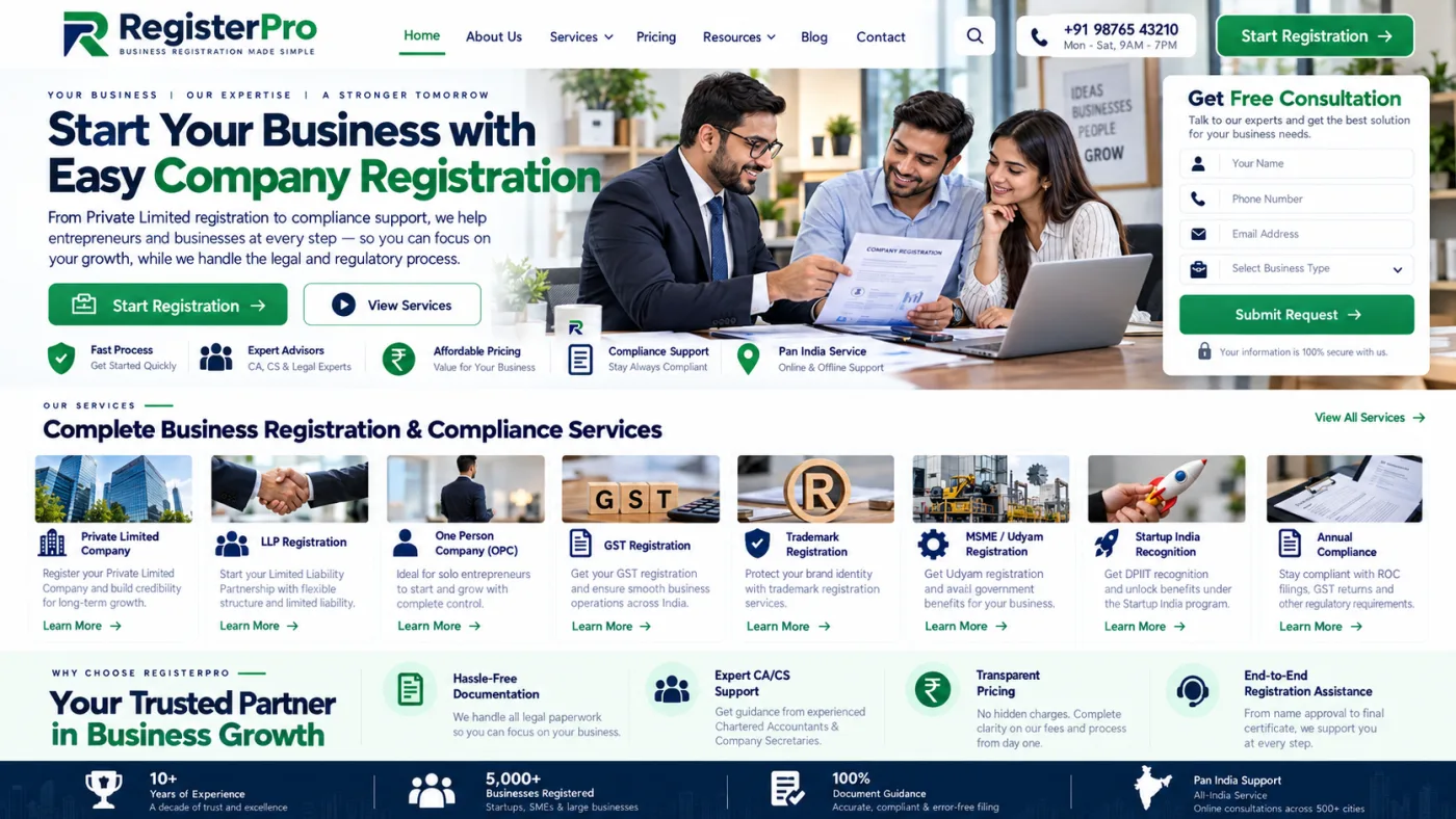 Company Registration Service Website