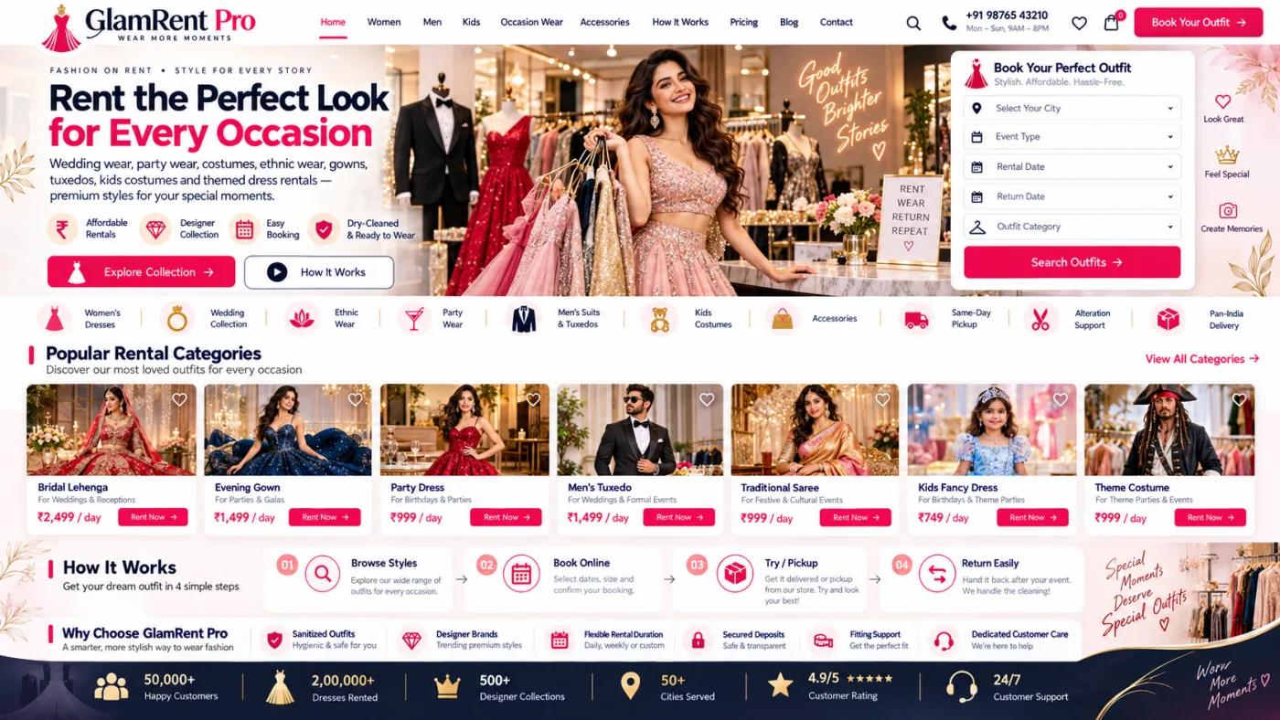 Costume & Dress Rental Website