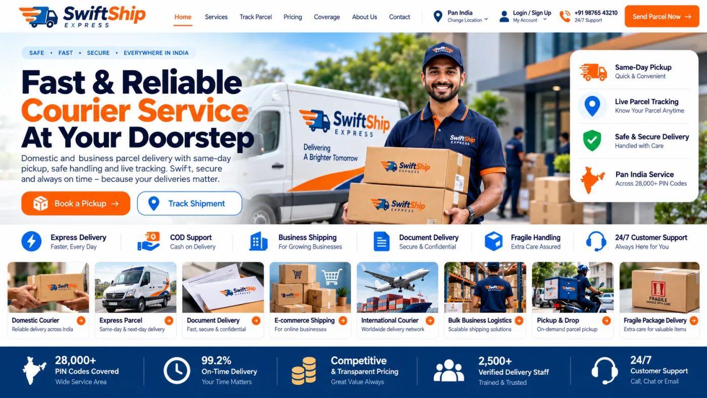 Courier & Parcel Service Website preview
