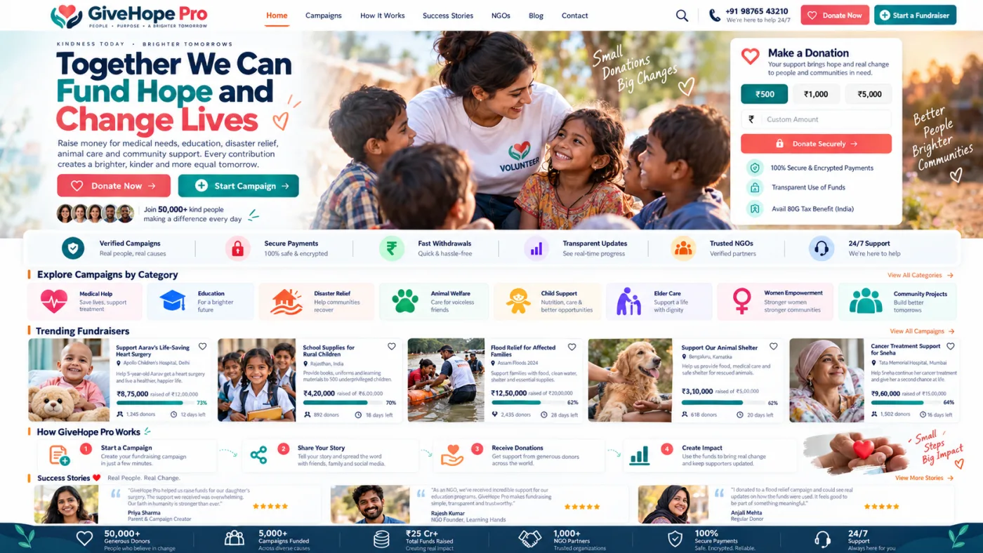 Donation Crowdfunding Platform Website