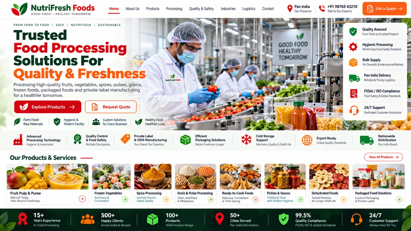 Food Processing Unit Website