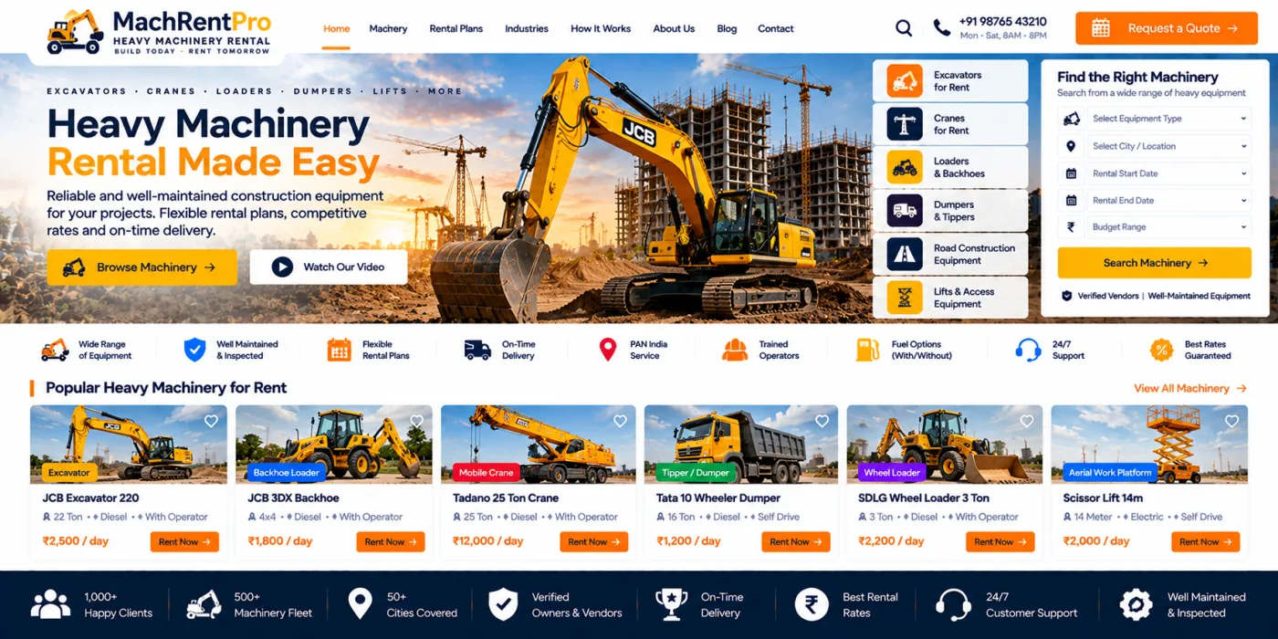 Heavy Machinery Rental Website