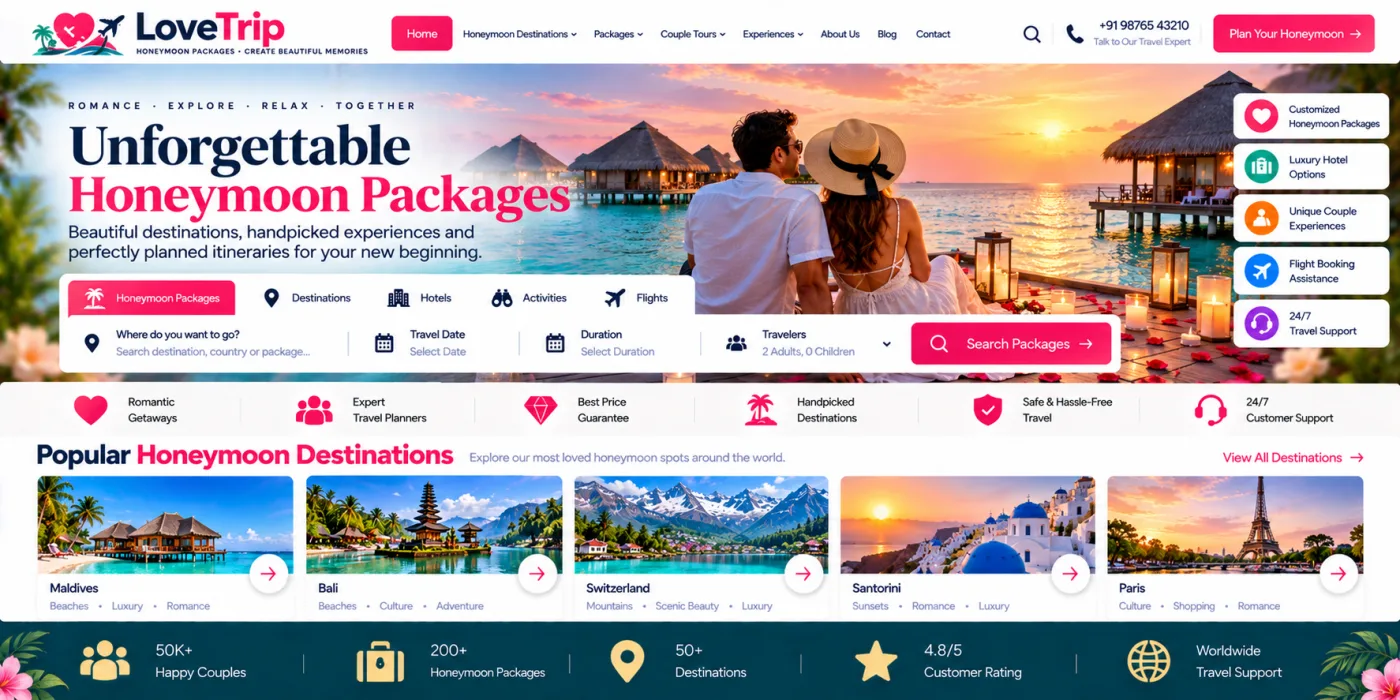 Honeymoon Packages Website