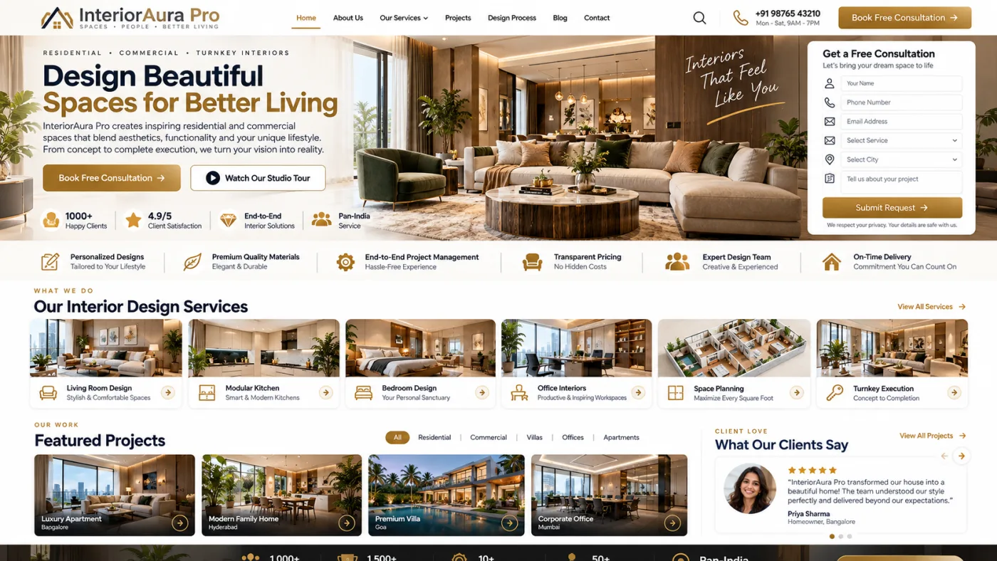 Interior Design Studio Website