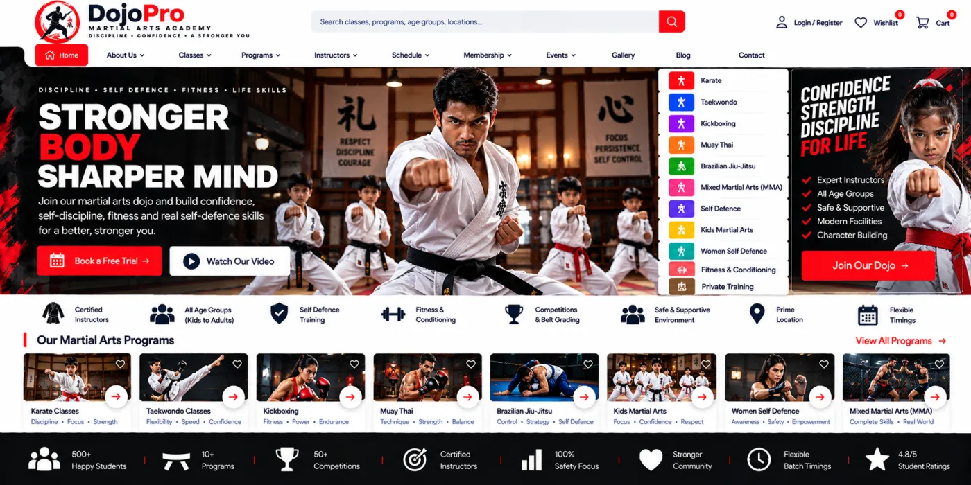 Martial Arts Dojo Website