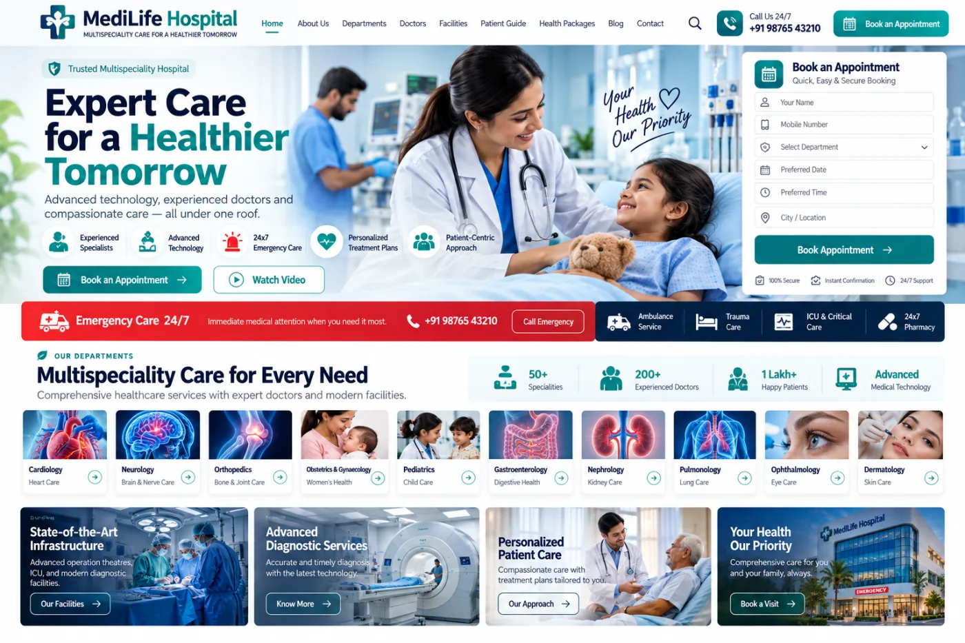 Multispeciality Hospital Website preview