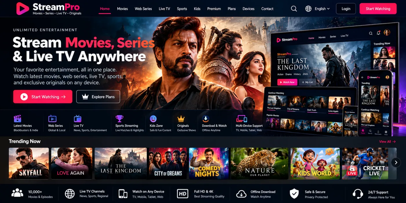OTT & Streaming Showcase Website