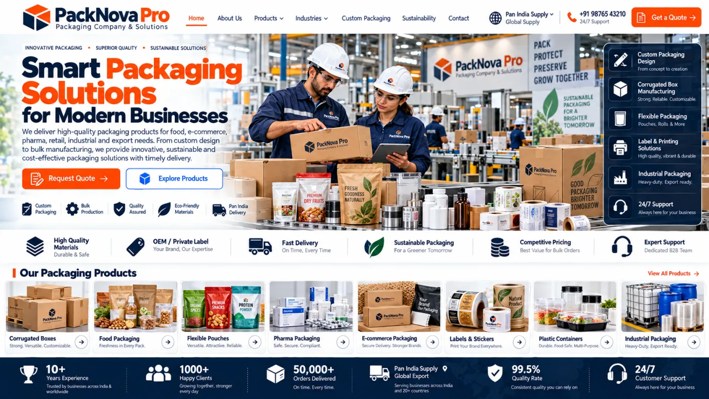 Packaging Company Website preview