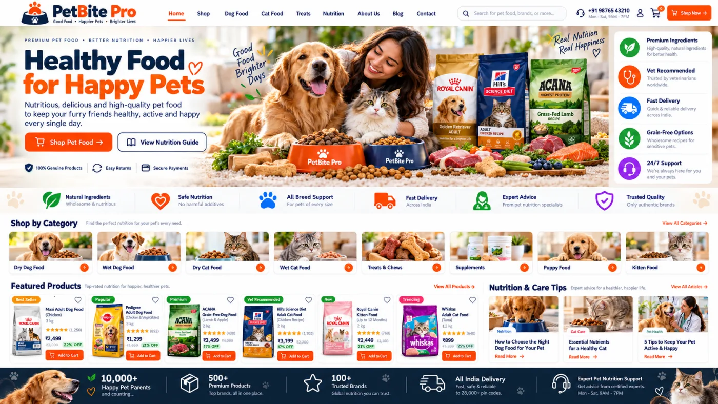 Pet Food Store Website