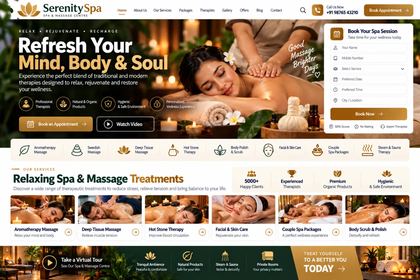 Spa & Massage Centre Website