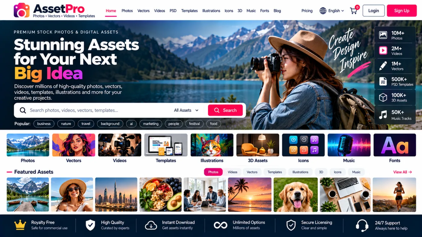 Stock Photo & Asset Store Website