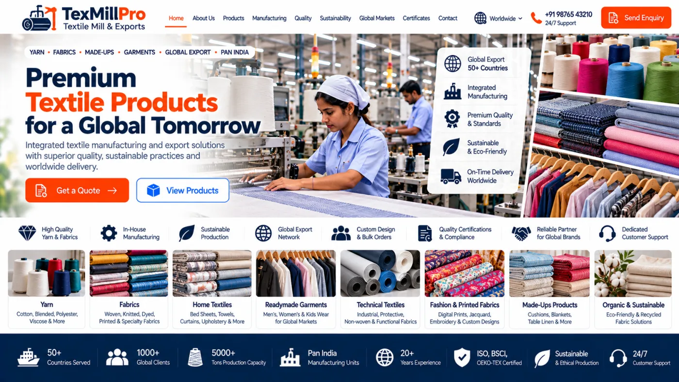 Textile Mill & Exports Website