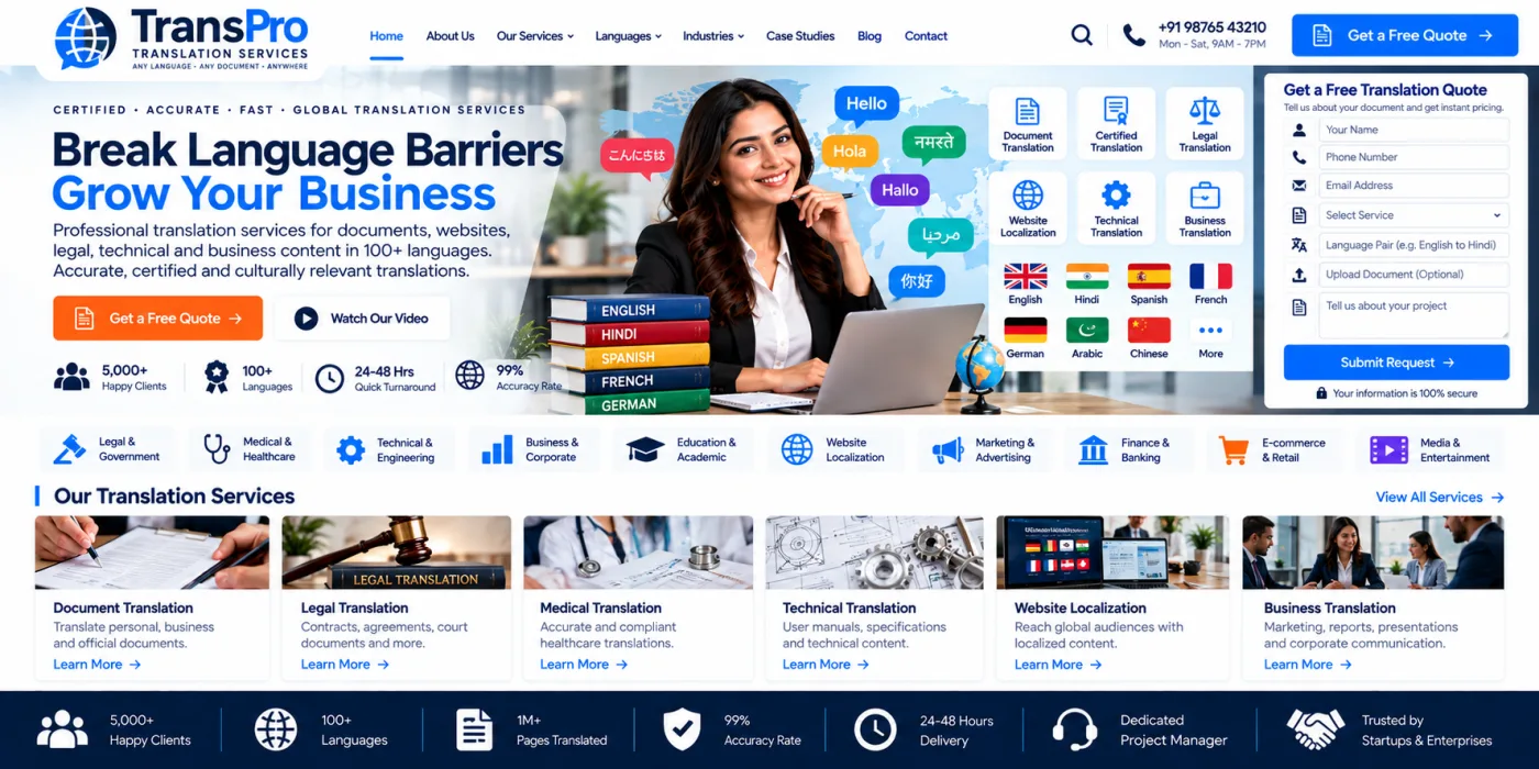 Translation Services Website preview