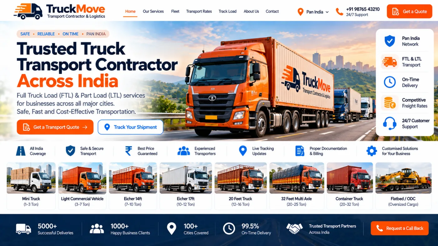 Truck Transport Contractor Website
