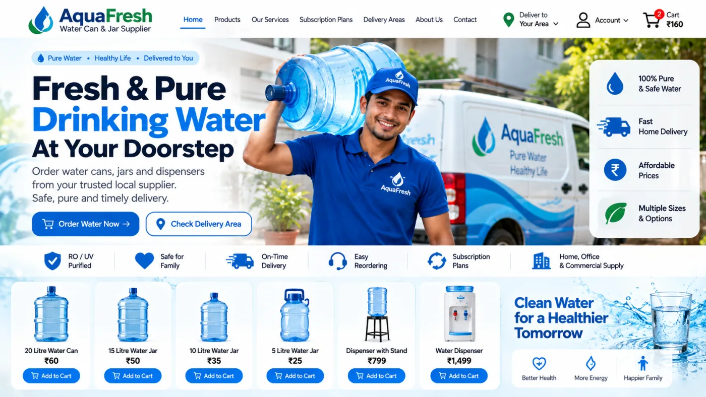 Water Can & Jar Supplier Website preview