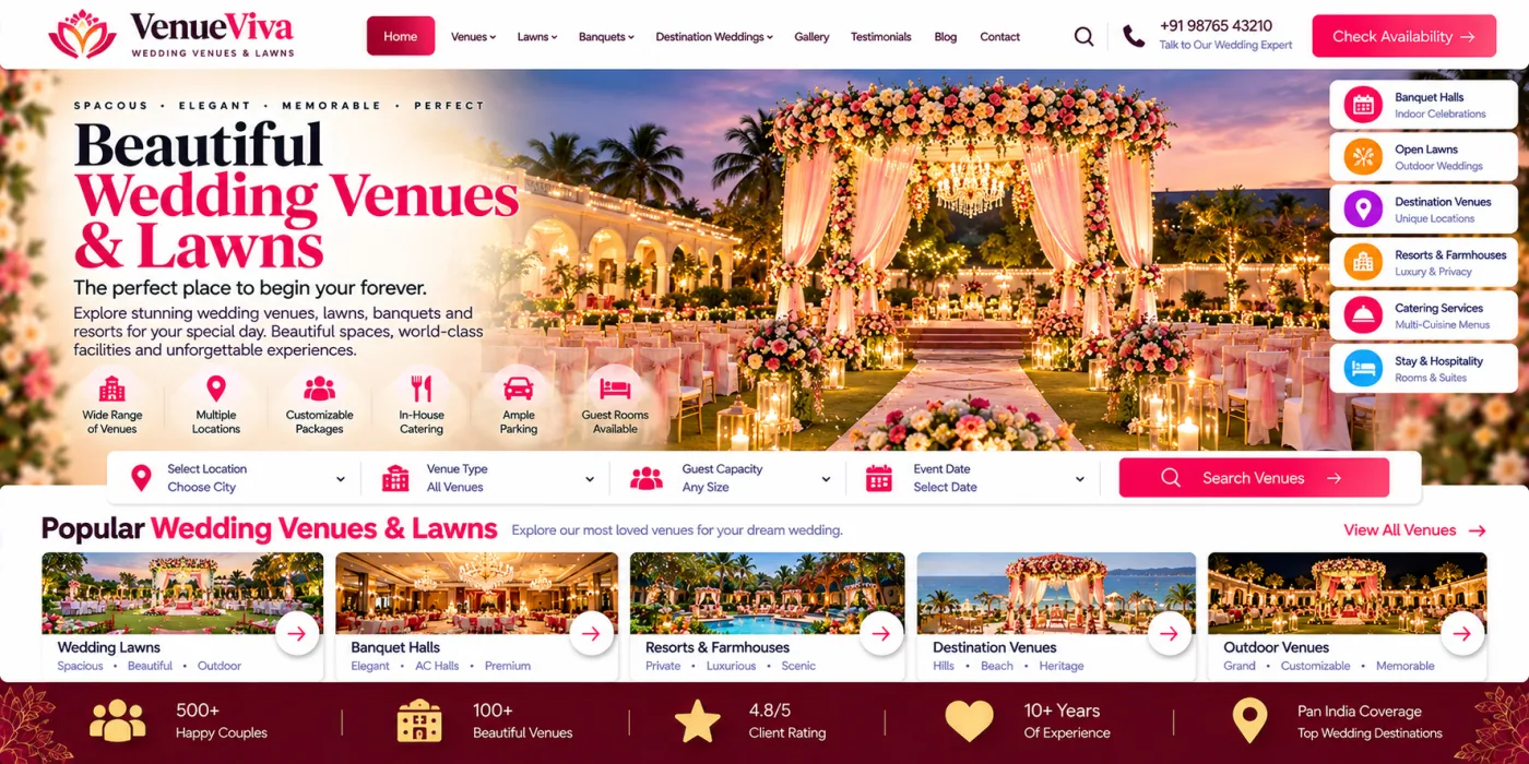 Wedding Venue & Lawns Website